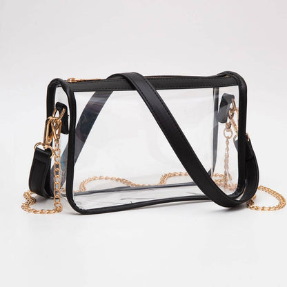 Clear Rectangle Crossbody Bag: Red