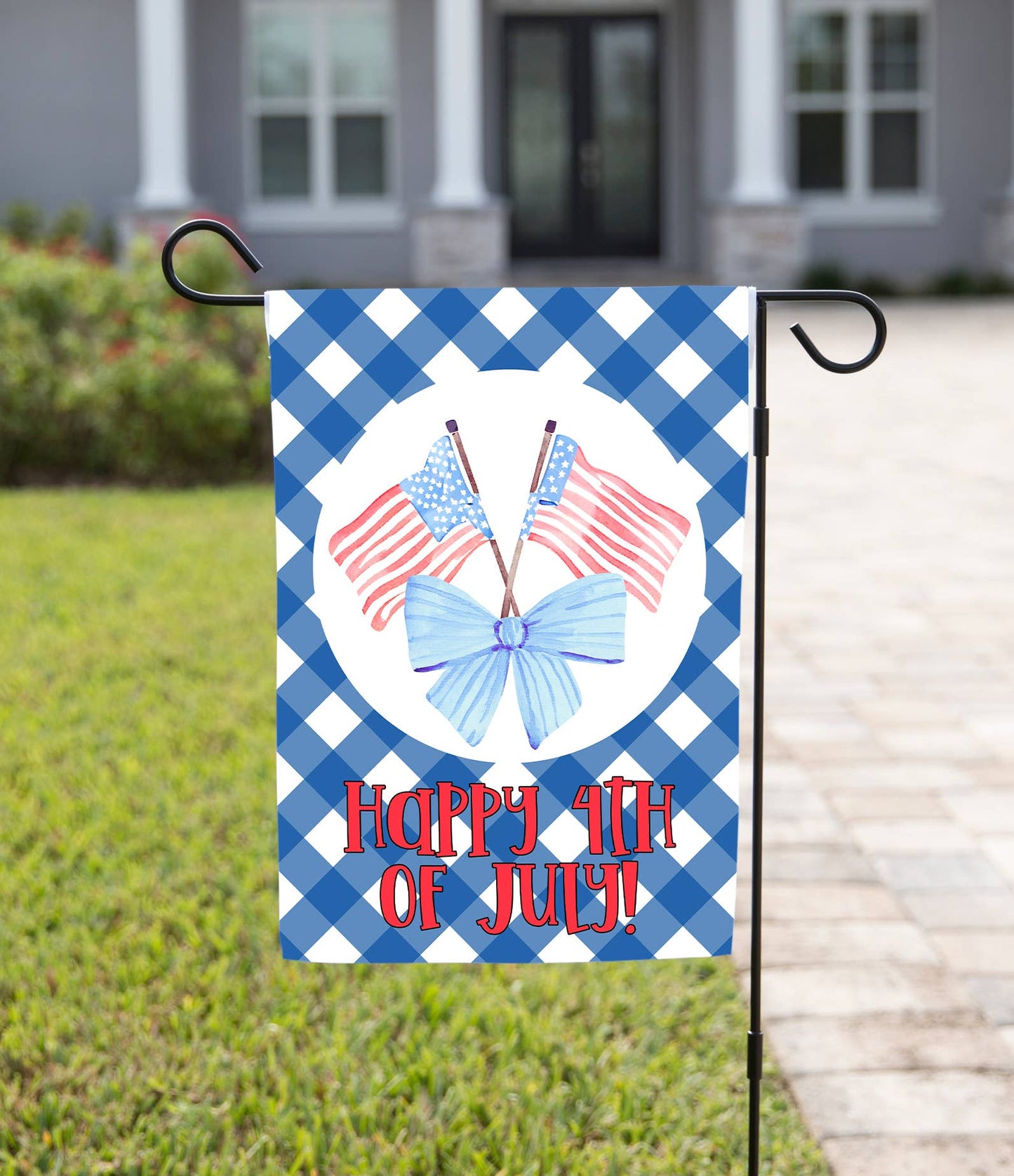 The Navy Knot - Summer Garden Flag - Crossed Flags Blue Background: 12" x 18" - Double-Sided