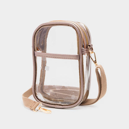 Clear Transparent Rectangle Crossbody Bag: Red
