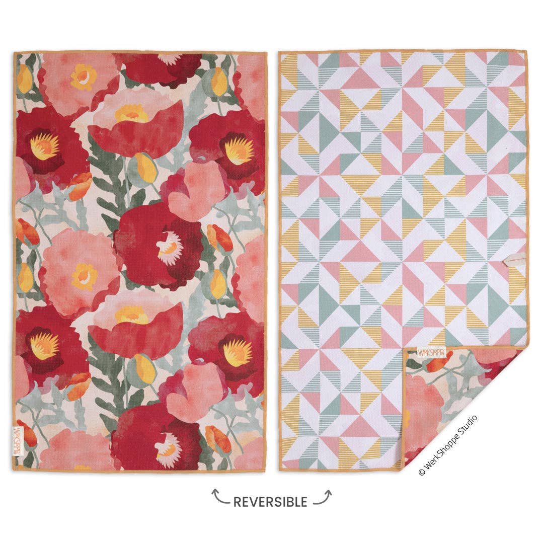 WerkShoppe - Abstract Poppies Microfiber Kitchen Dish Towel
