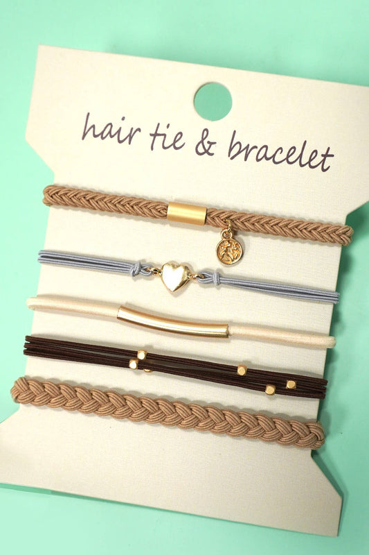 JOSSLYN by wall to wall - BOHO DUAL FUNCTION KNOT BRACELET HAIR TIES | 40BH104: HEART