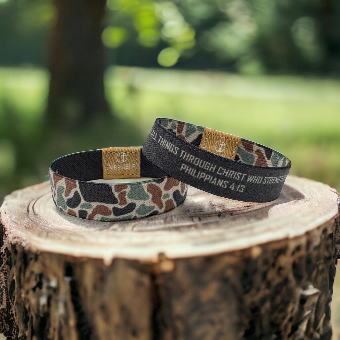 Versible - River Rock Camo Collection: Medium / Sage - Philippians 4:13