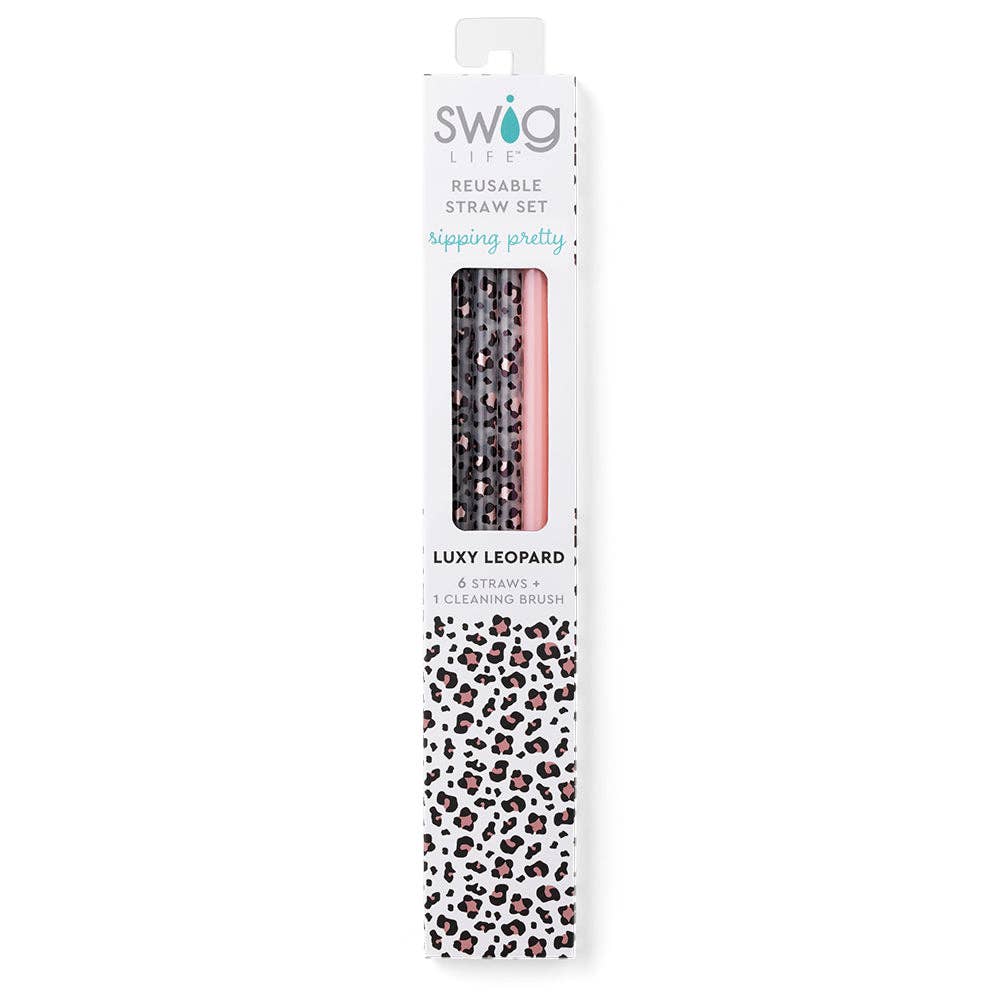 Swig Life - Luxy Leopard + Blush Reusable Straw Set