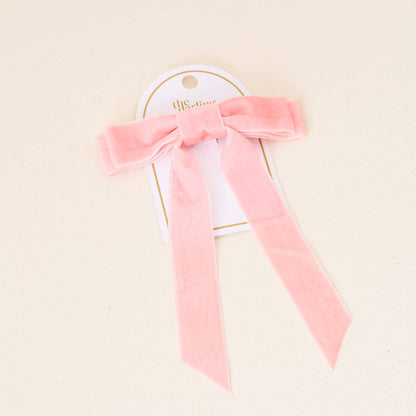 The Darling Effect - Velvet Hair Bow- Blush