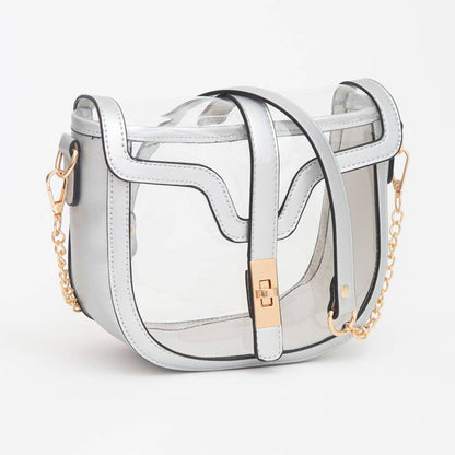 Clear Transparent Saddle Bag: Red