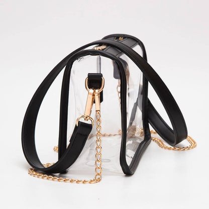 Clear Rectangle Crossbody Bag: Red