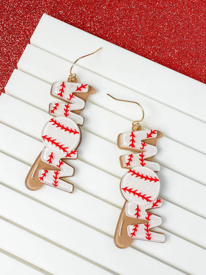 Prep Obsessed Wholesale - Baseball 'Mom' Dangle Earrings