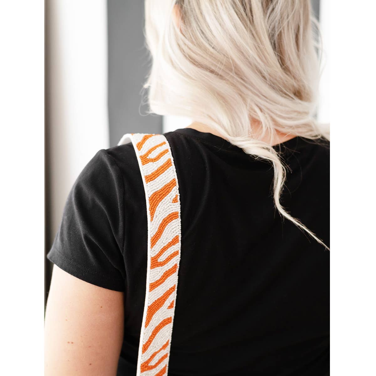 Viv&Lou - Orange Tiger Stripe Beaded Crossbody Strap