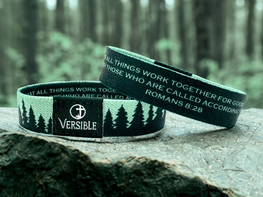 Versible - Forest Edge / Romans 8:28 Wristband: Large