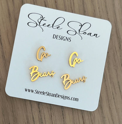 Steele Sloan Designs - Go Bears Game Day Earrings Bears Fans Cute Bears Gift : One Pair Earrings