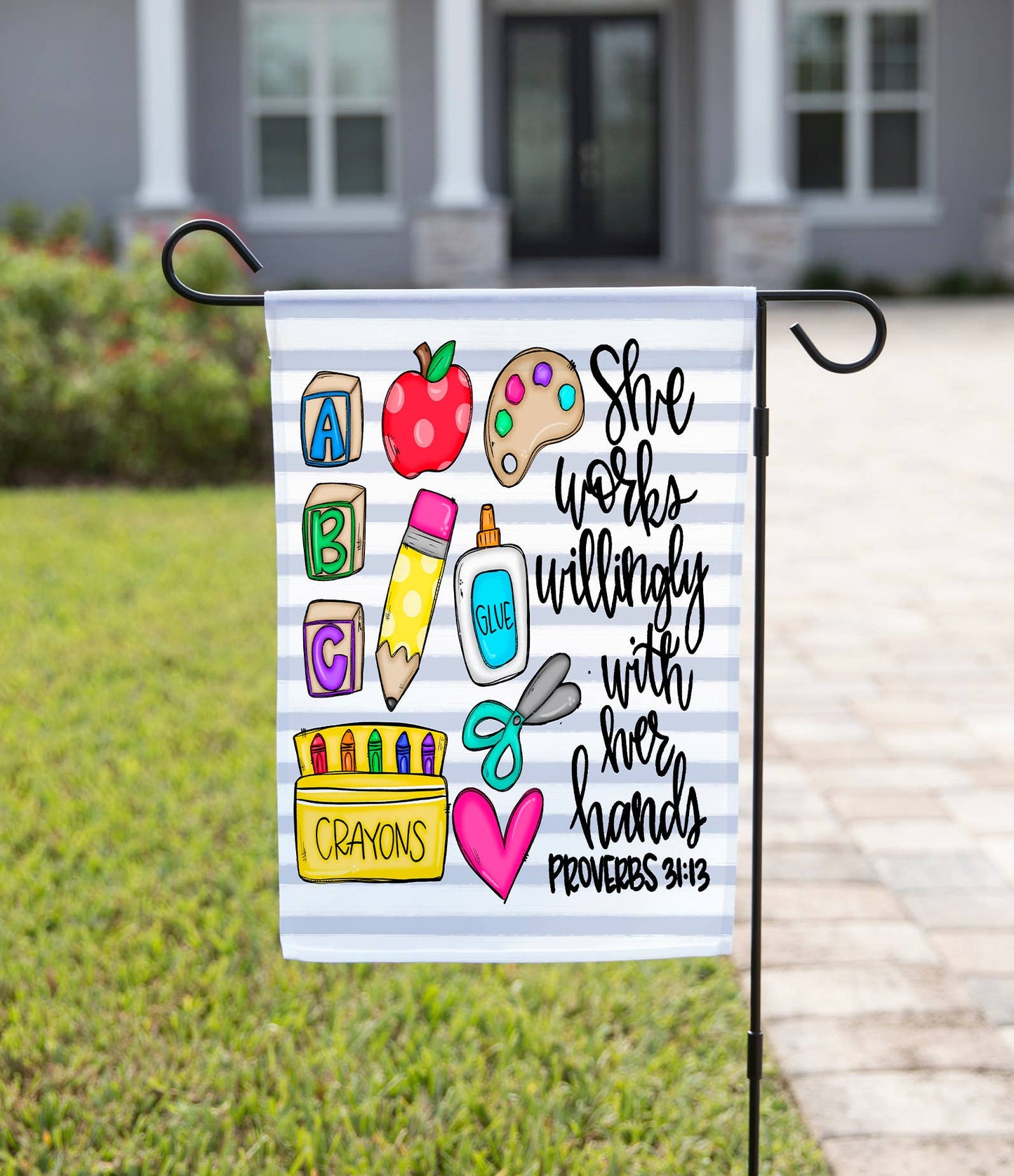 The Navy Knot - Back To School Garden Flag - Teacher Proverbs: 12" x 18" - Double-Sided
