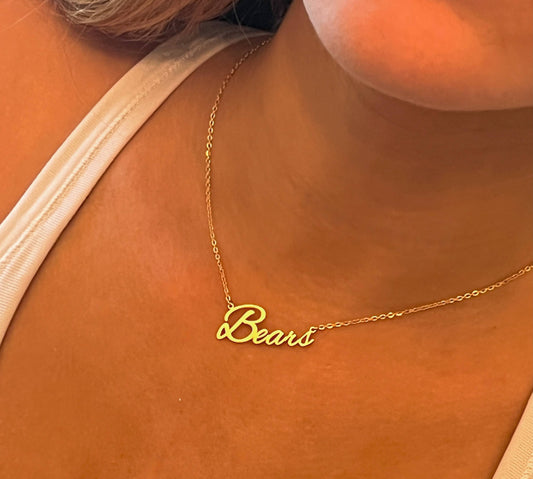 Steele Sloan Designs - Bears Name Necklace - Bears Fans -Bears GameDay Necklace