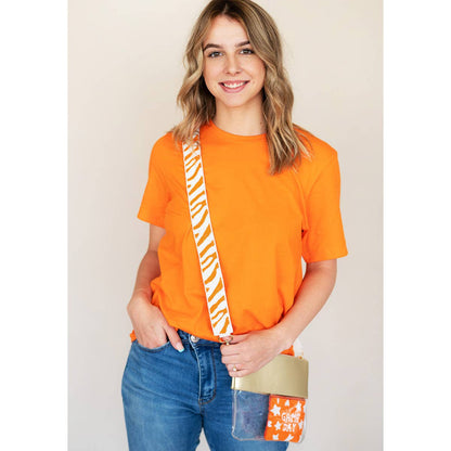 Viv&Lou - Orange Tiger Stripe Beaded Crossbody Strap