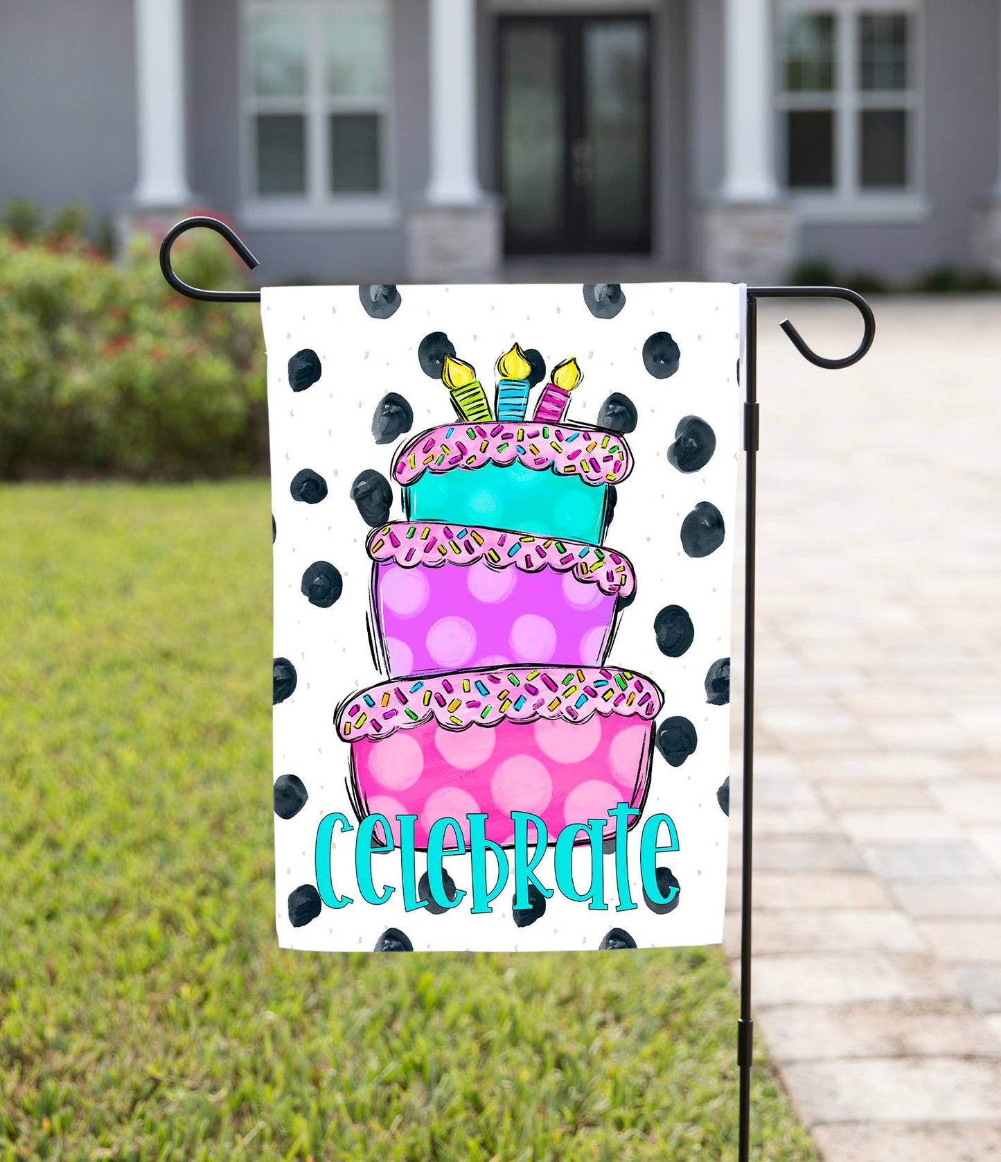 The Navy Knot - Celebration Garden Flag - Birthday Cake: 12" x 18" - Double-Sided