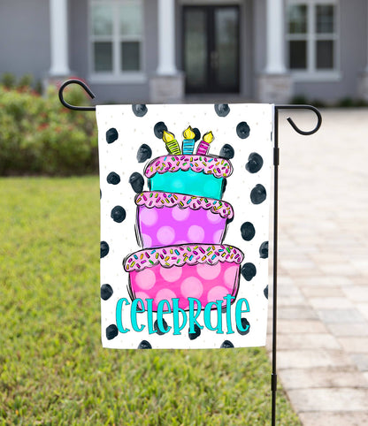The Navy Knot - Celebration Garden Flag - Birthday Cake: 12" x 18" - Double-Sided