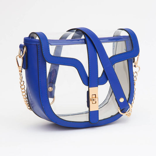 Clear Transparent Saddle Bag: Blue
