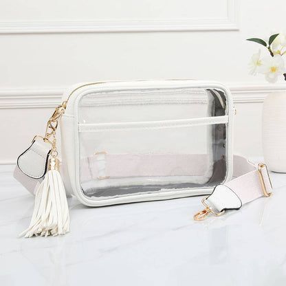 Transparent Rectangular Crossbody Bag: Clear,Navy