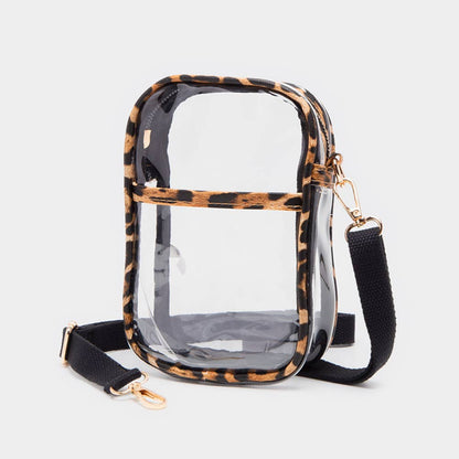 Clear Transparent Rectangle Crossbody Bag: Red