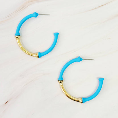 Ellison+Young - Color Coated Bamboo Hoop Earrings: White