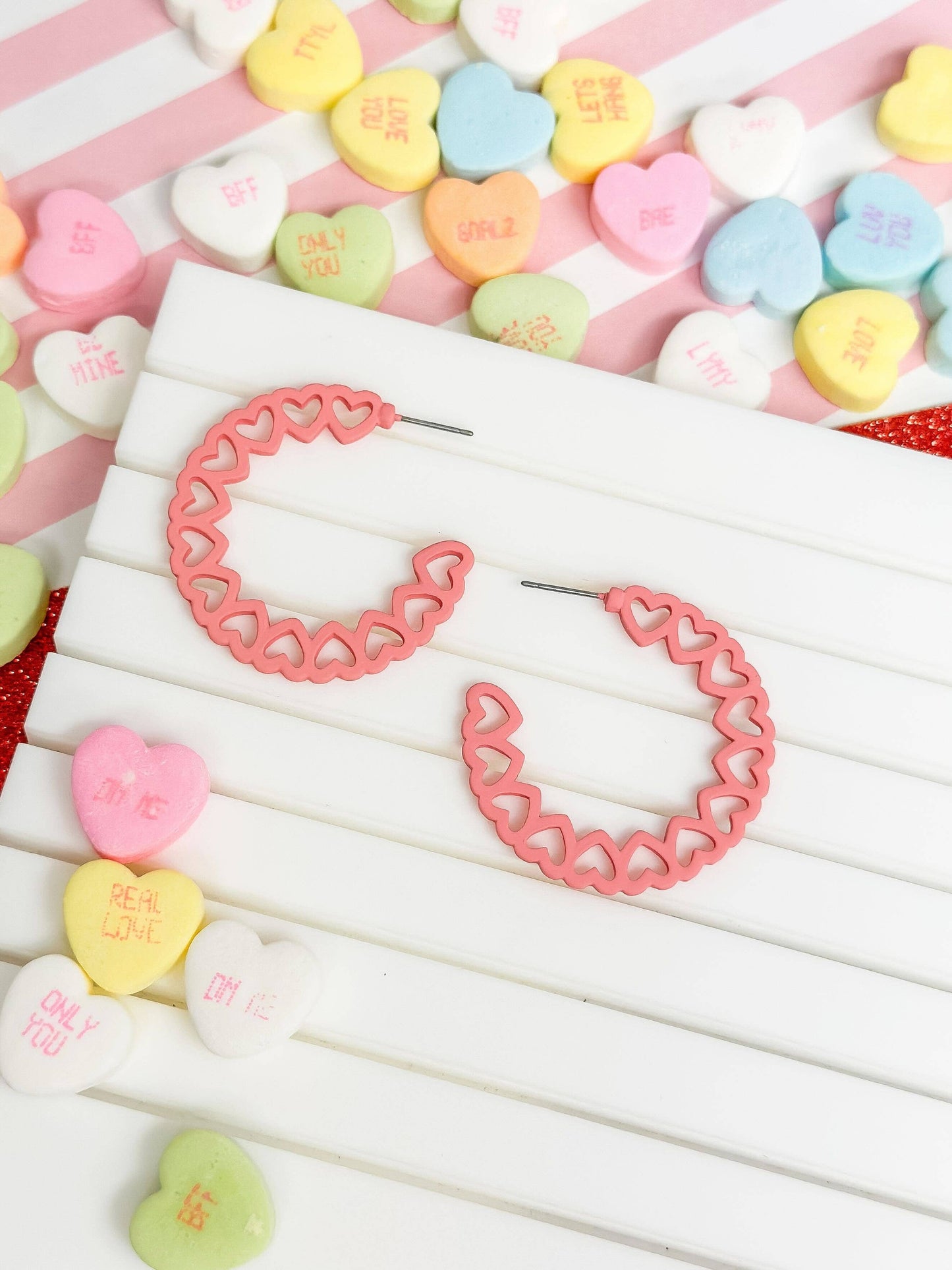 Hoop Of Hearts Earrings: Red