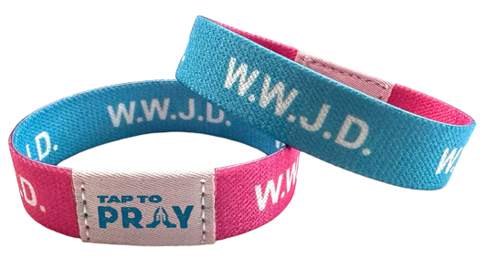 Versible - Tap To Pray Wristbands - Tap W/Phone For Daily Verse/Prayer: X-Small / WWJD Pink / Blue