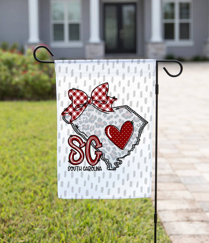 The Navy Knot - States Garden Flag - South Carolina with Red Heart: 12" x 18" - Double-Sided