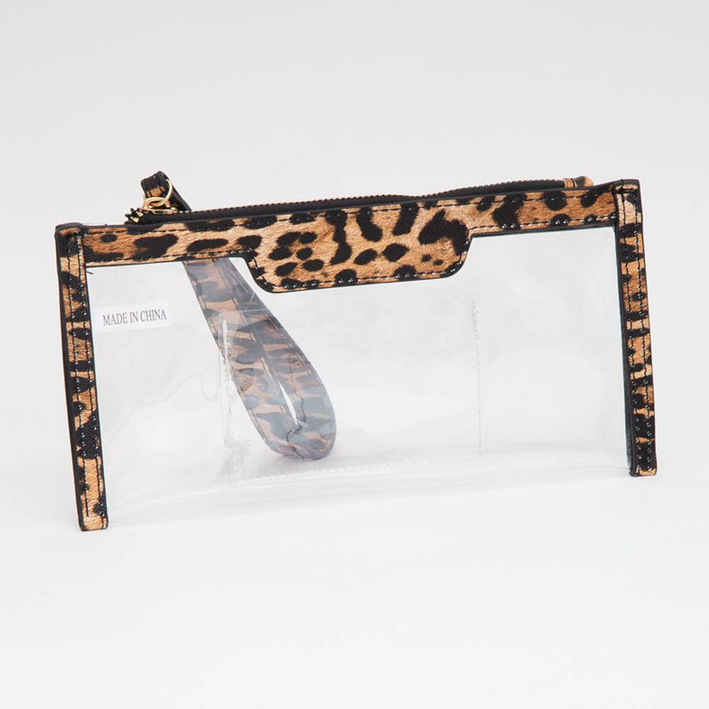 Clear Flap Wristlet Pouch / Clutch Bag: NAVY