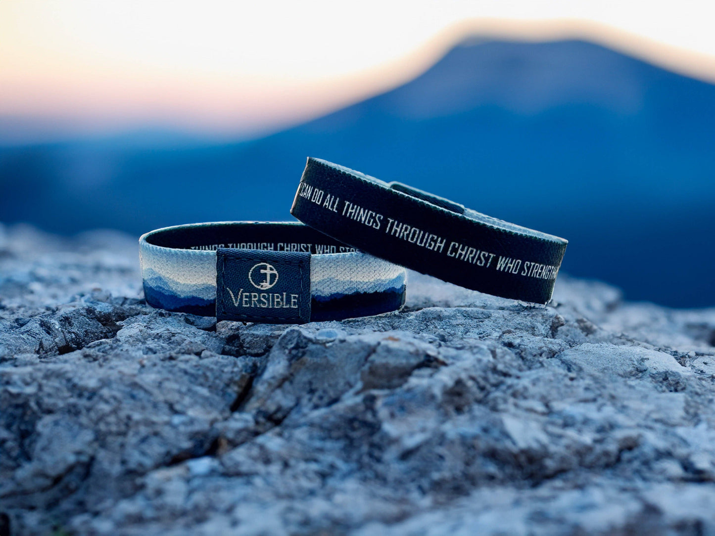 Versible - Mountain Horizon / Philippians 4:13 Wristband: Medium