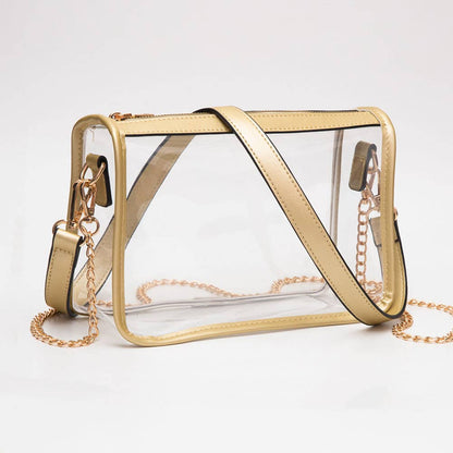 Clear Rectangle Crossbody Bag: Red