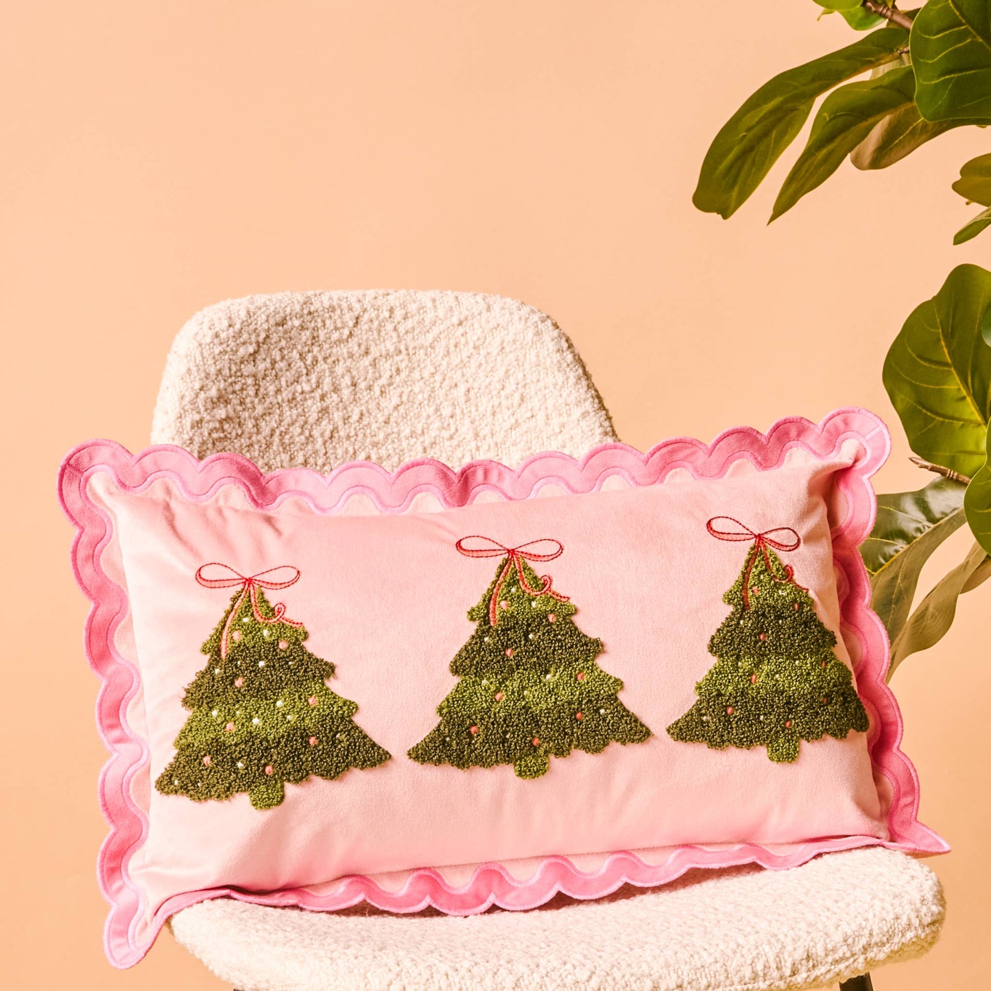 The Darling Effect - Scalloped Rectangle Throw Pillow-Twinkling Trees