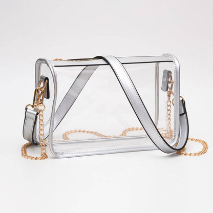Clear Rectangle Crossbody Bag: Red