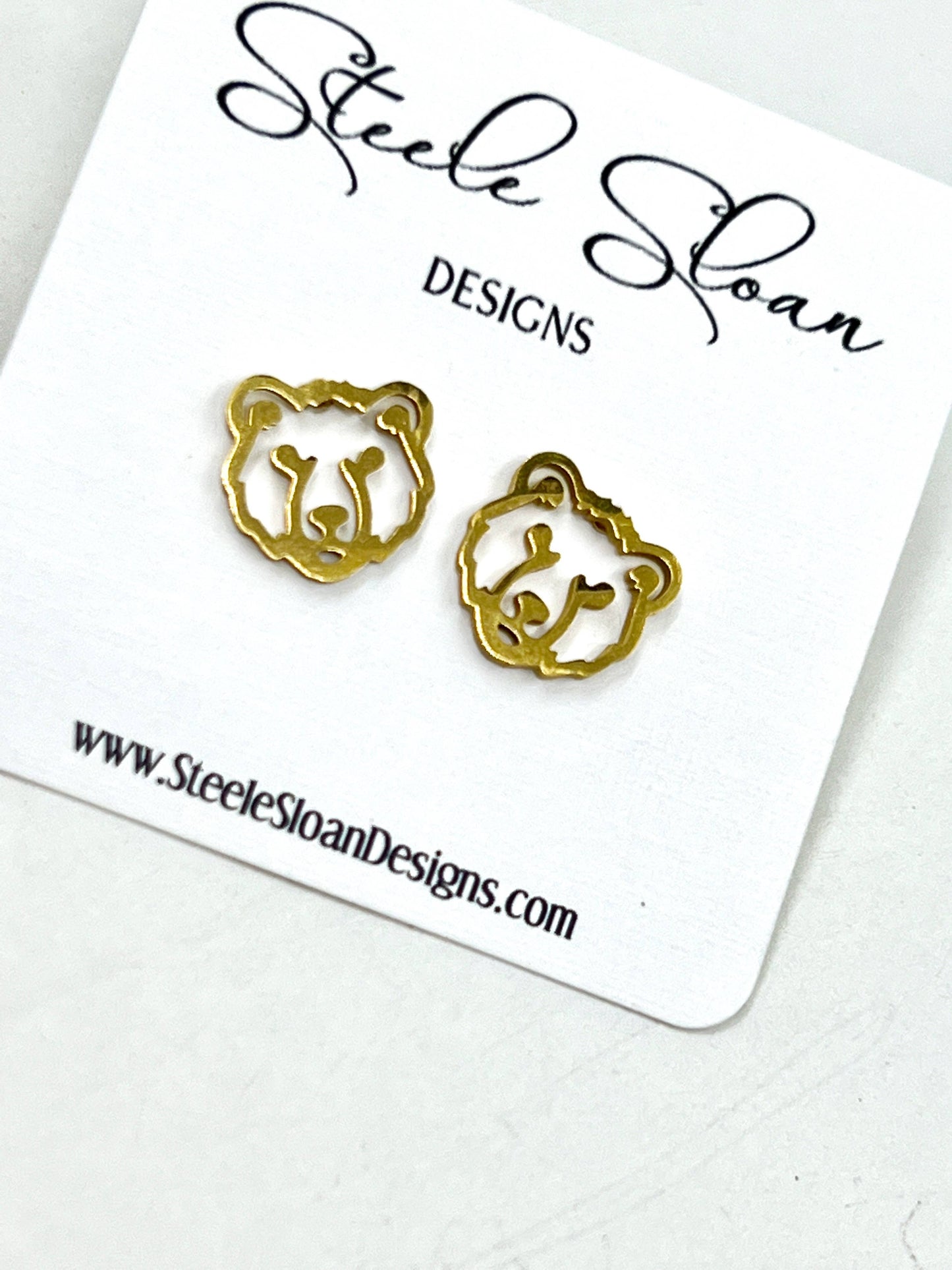 Steele Sloan Designs - Bear Earrings Go Bears Golden Bears, Chicago Bears Football