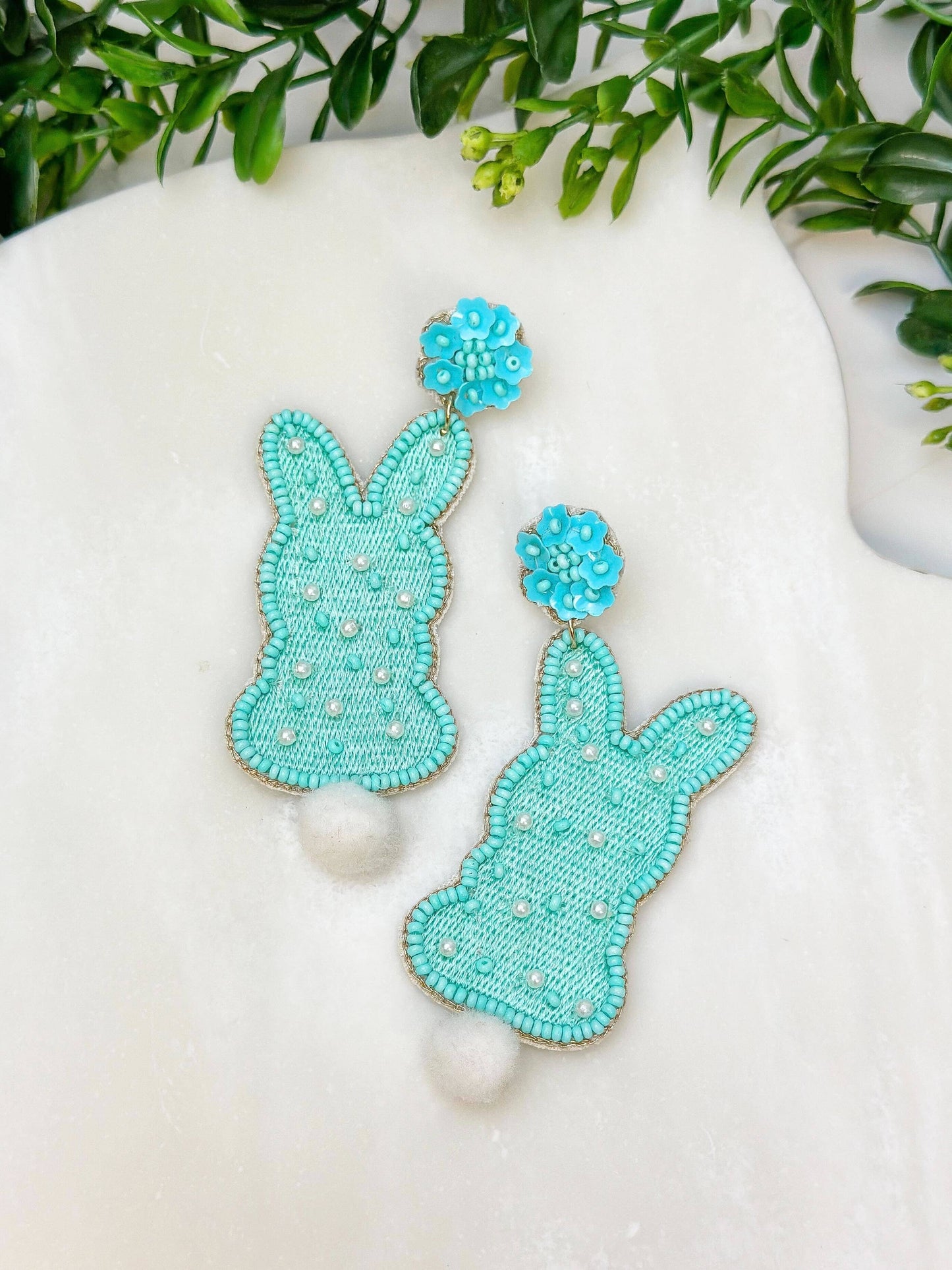 Prep Obsessed Wholesale - Easter Bunny Beaded Dangle Earrings: Pink