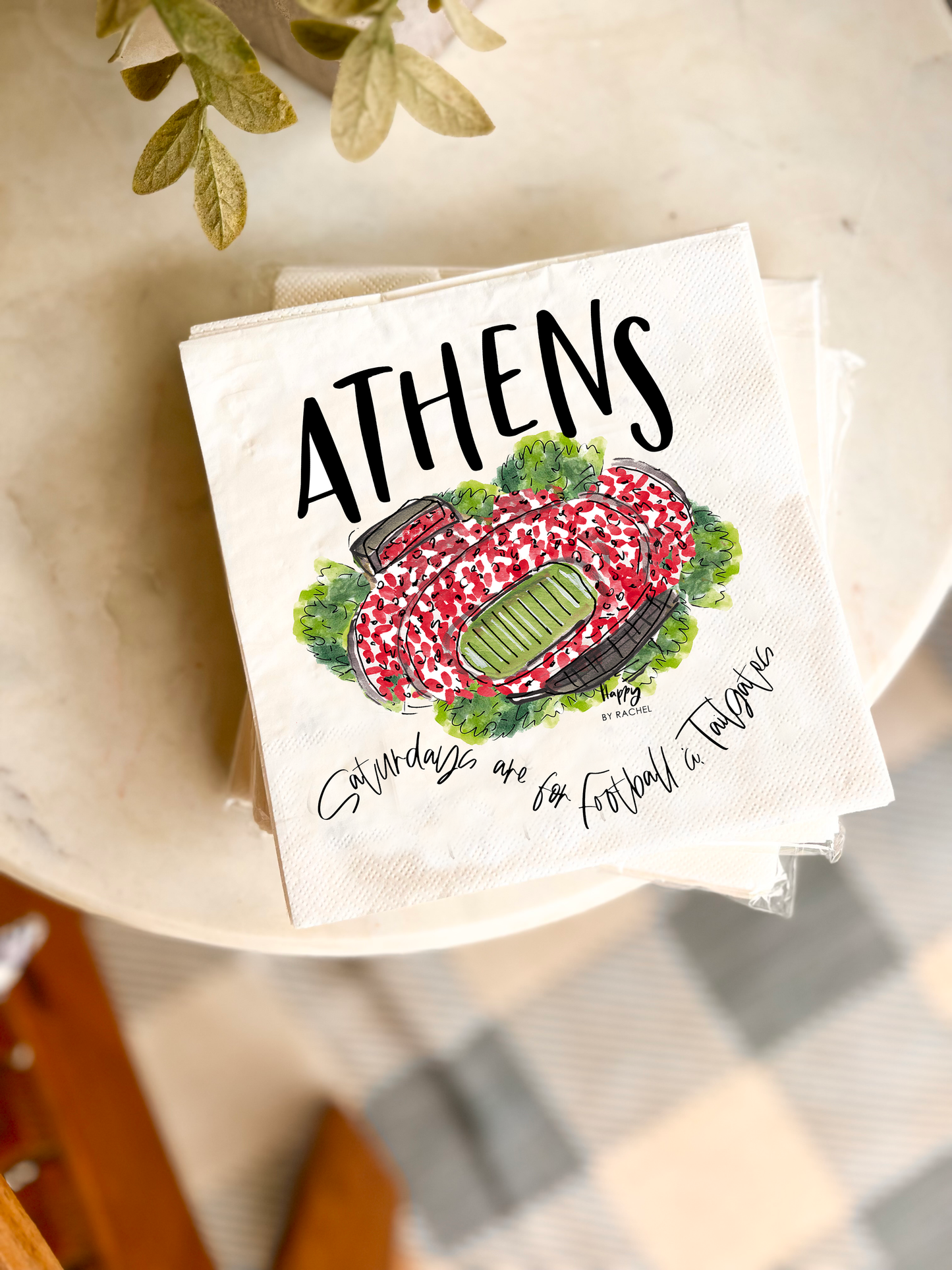 Happy By Rachel, LLC - Athens, GA Tailgate Napkins-Pack of 20-Lunch Size-Full Color