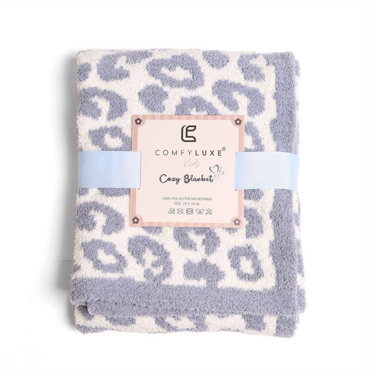 Prep Obsessed Wholesale - Luxury Cozy Kids Blanket - Blue Leopard