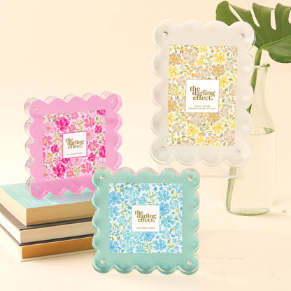 The Darling Effect - Rectangle Scalloped Acrylic Frame-Hot Pink