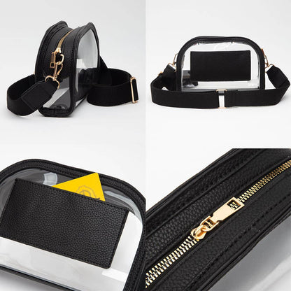 Crossbody Camera Bag: Clear,Orange