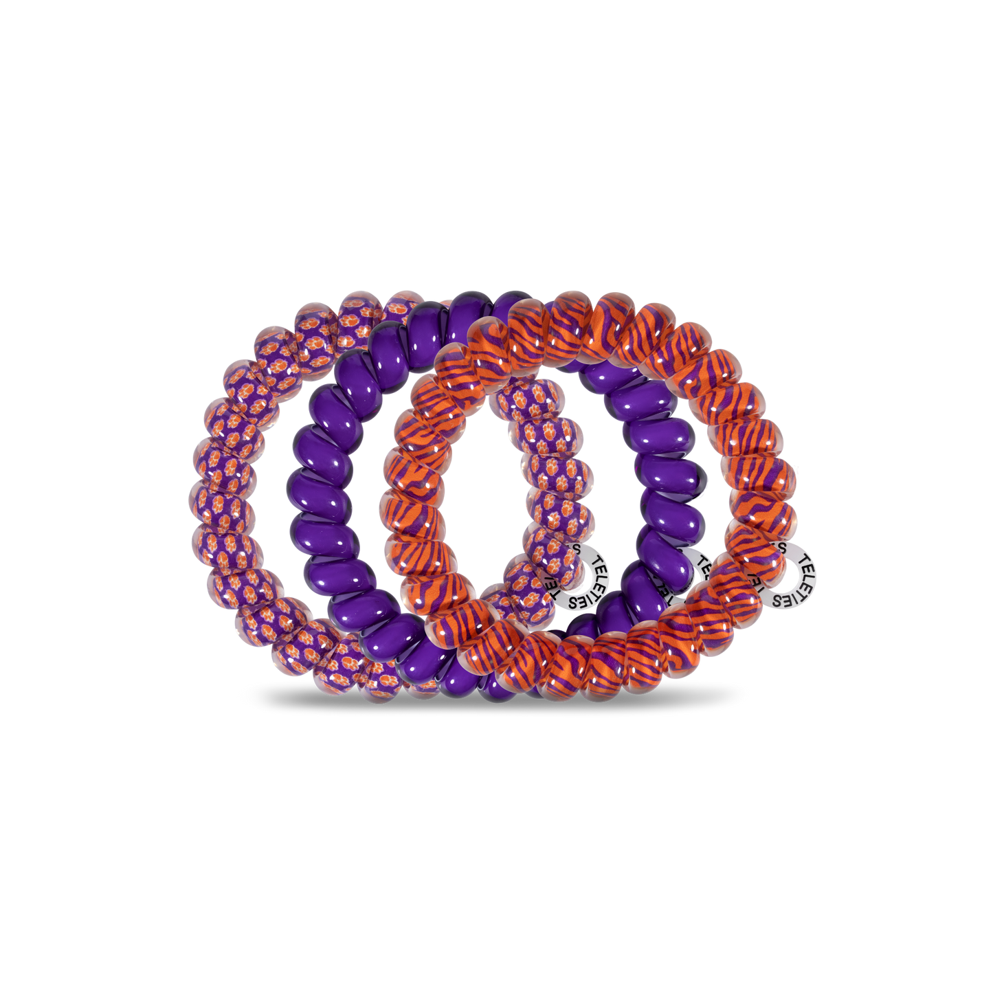 TELETIES - Spiral Hair Coils | Large | Clemson University Hair Ties