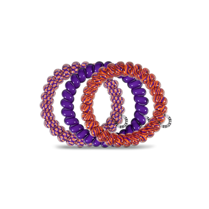TELETIES - Spiral Hair Coils | Large | Clemson University Hair Ties