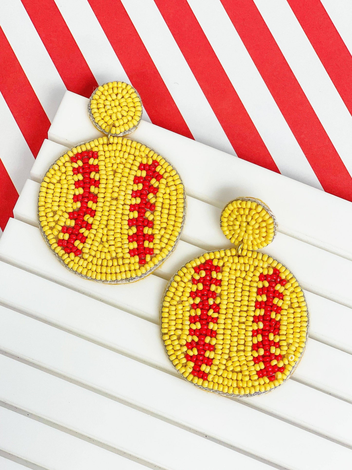 Prep Obsessed Wholesale - Softball Beaded Dangle Earrings