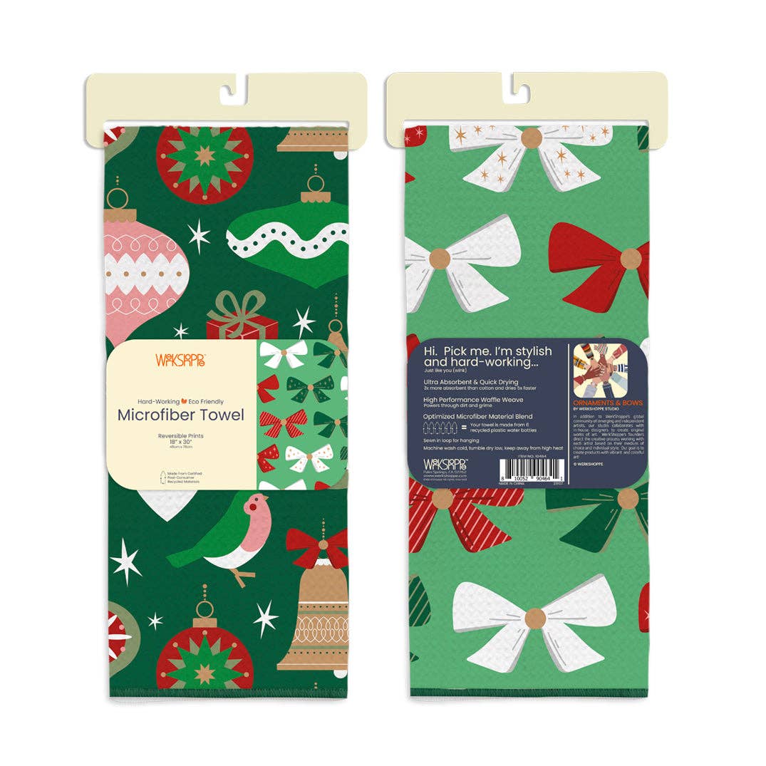 Ornaments & Bows Microfiber Towel