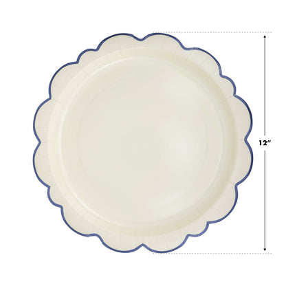 My Mind’s Eye - PEM1042 - Pembroke Cream with Blue Edge 12" Paper Plate