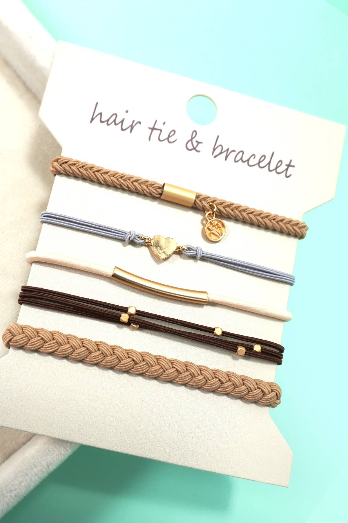 JOSSLYN by wall to wall - BOHO DUAL FUNCTION KNOT BRACELET HAIR TIES | 40BH104: HEART