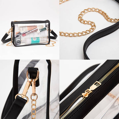 Clear Rectangle Crossbody Bag: Red