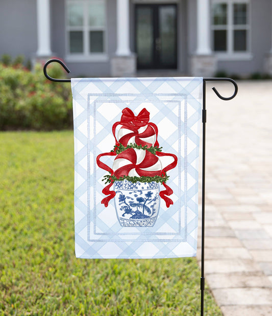 The Navy Knot - Peppermint Tree Christmas Garden Flag: 12" x 18" - Single-Sided