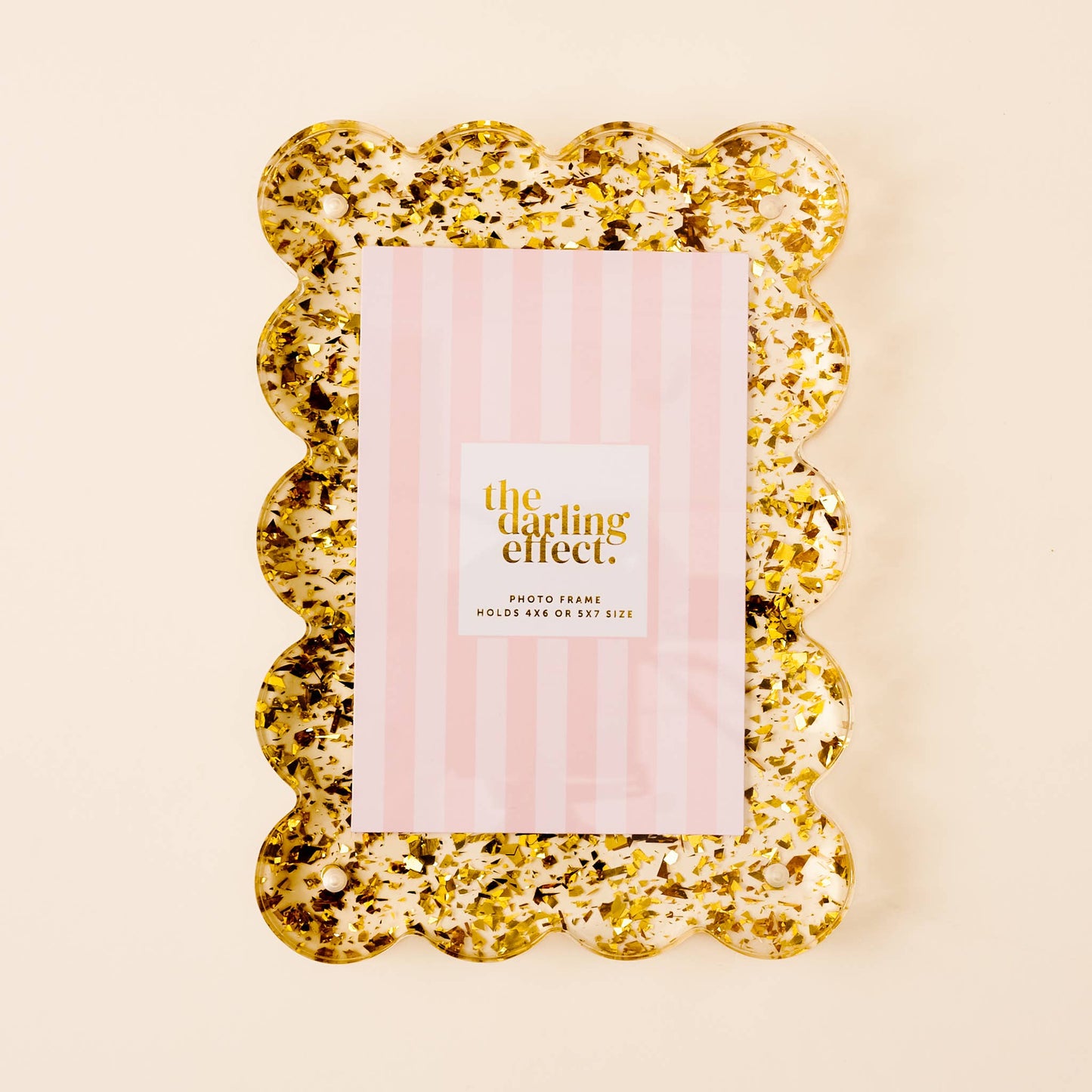 The Darling Effect - Rectangle Scalloped Acrylic Frame-Confetti Gold