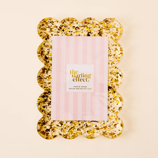 The Darling Effect - Rectangle Scalloped Acrylic Frame-Confetti Gold