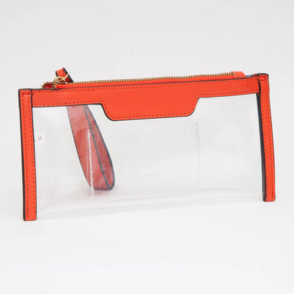 Clear Flap Wristlet Pouch / Clutch Bag: NAVY