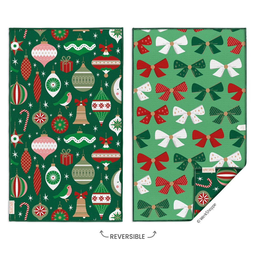 Ornaments & Bows Microfiber Towel