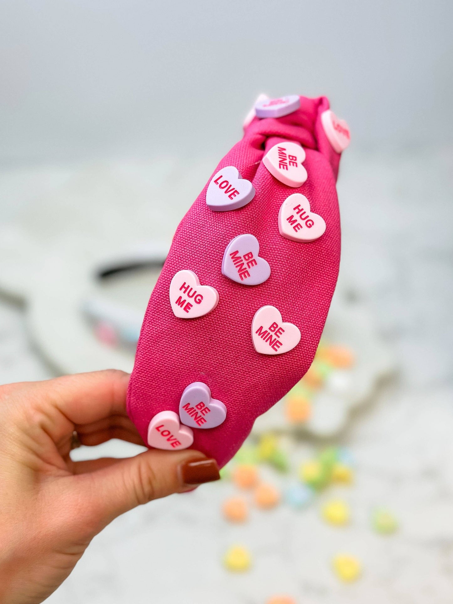 Prep Obsessed Wholesale - Conversation Heart Headbands: Pink/Red Hearts